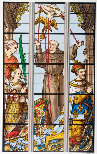 King Francois of France and His Wife Eleonore Praying, from a 16th Century Stained Glass Window in Saint Gudule Church, Brussels, from 